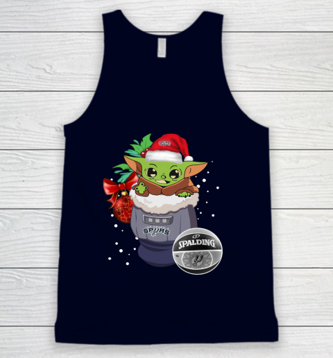 San Antonio Spurs Christmas Baby Yoda Star Wars Funny Happy NBA Tank Top 3