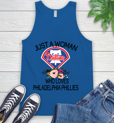 MLB Just A Woman Who Loves Philadelphia Phillies Baseball Sports Tank Top 3