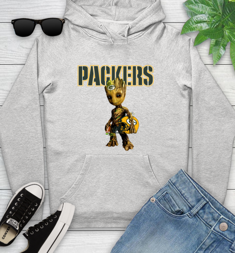 Green Bay Packers NFL Football Groot Marvel Guardians Of The Galaxy Youth Hoodie