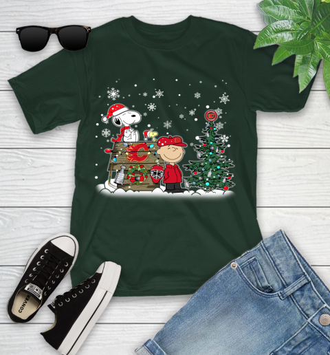 NHL Calgary Flames Snoopy Charlie Brown Woodstock Christmas Stanley Cup Hockey Youth T-Shirt 5