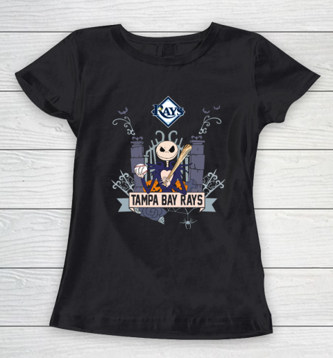 MLB Tampa Bay Rays Baseball Jack Skellington Halloween Women's T-Shirt