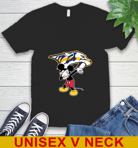Nashville Predators NHL Hockey Dabbing Mickey Disney Sports V-Neck T-Shirt 2