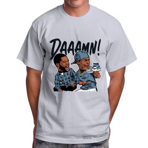 Air Jordan 1 Fearless Facetasm Matching Sneaker Shirt Daaamn Meme White Navy And Light Blue Sneaker White Tshirt