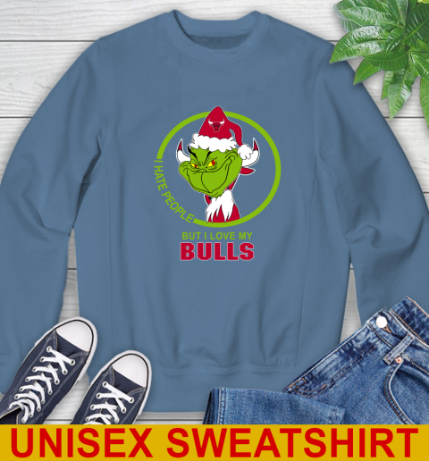 Chicago Bulls NBA Christmas Grinch I Hate People But I Love My Favorite Basketball Team Sweatshirt 8