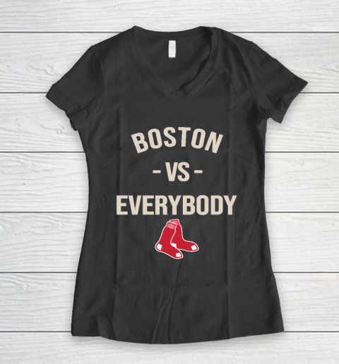 Boston Red Sox Vs Everybody Women's V-Neck T-Shirt 6