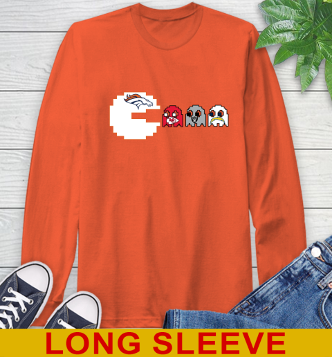 Denver Broncos NFL Football Pac Man Champion Long Sleeve T-Shirt 5