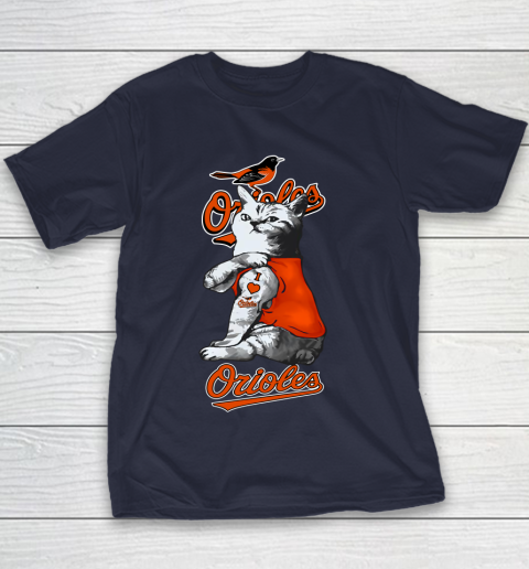 MLB Baseball My Cat Loves Baltimore Orioles Youth T-Shirt 2