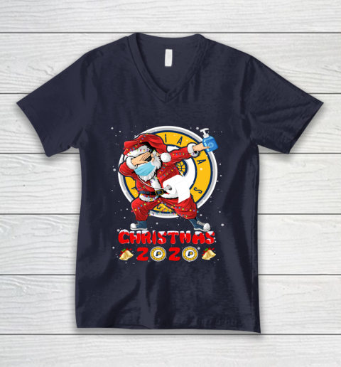 Indiana Pacers Funny Santa Claus Dabbing Christmas 2020 NBA V-Neck T-Shirt 2