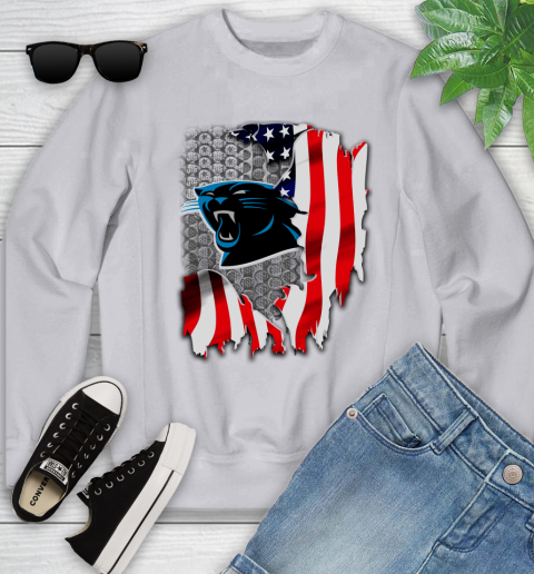 Carolina Panthers NFL Football American Flag Youth Sweatshirt 3