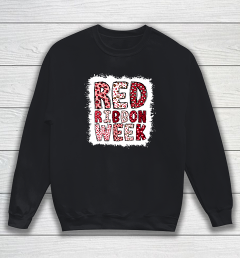 Bleached Red Ribbon Week Leopard We Wear Red For Awareness Sweatshirt