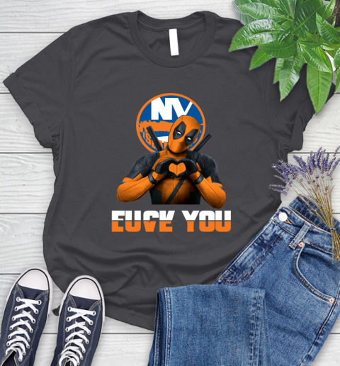 NHL New York Islanders Deadpool Love You Fuck You Hockey Sports Women's T-Shirt 8