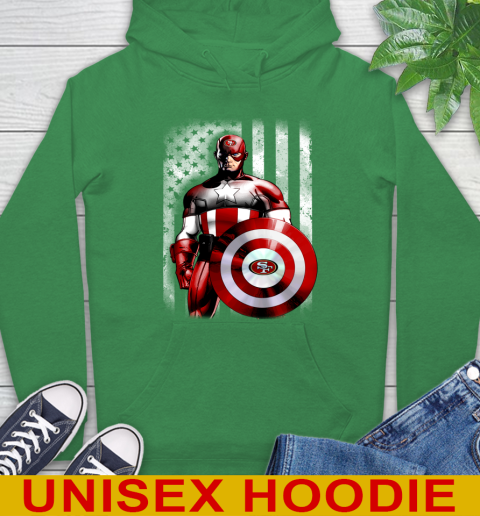 San Francisco 49ers NFL Football Captain America Marvel Avengers American Flag Shirt Hoodie 8