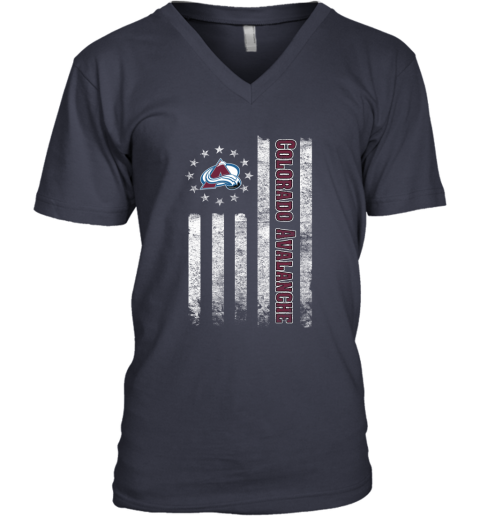 NHL American Flag Hockey Sports Colorado Avalanche V-Neck T-Shirt 2
