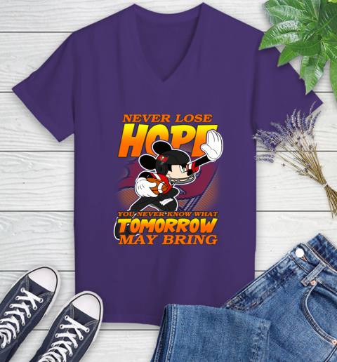 Tampa Bay Buccaneers NFL Football Mickey Disney Never Lose Hope Women's V-Neck T-Shirt 3