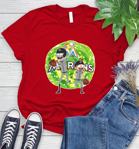 MLB Miami Marlins Rick And Morty Baseball Sports Women's T-Shirt 9