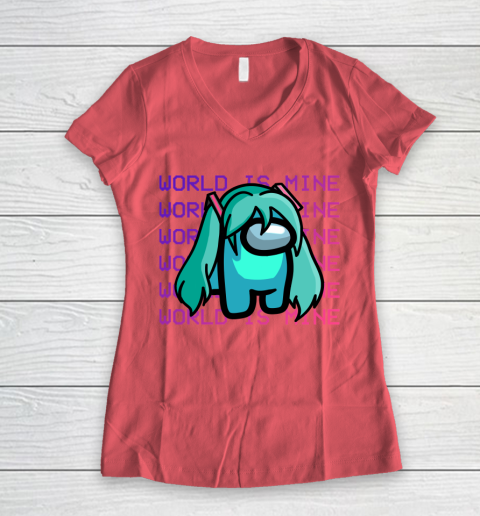 Among Us Shirt Hatsune Miku Imposter Women's V-Neck T-Shirt 4