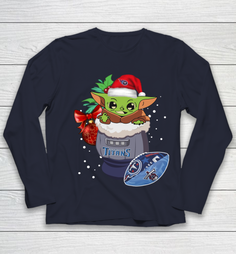 Tennessee Titans Christmas Baby Yoda Star Wars Funny Happy NFL Youth Long Sleeve 3