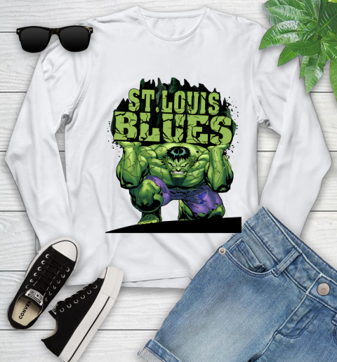 St.Louis Blues NHL Hockey Incredible Hulk Marvel Avengers Sports Youth Long Sleeve