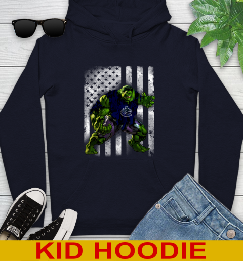 Vancouver Canucks Hulk Marvel Avengers NHL Hockey American Flag Youth Hoodie 4 Vancouver Canucks Hulk Marvel Avengers NHL Hockey American Flag Youth Hoodie - Image 4