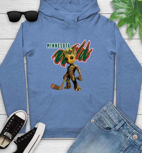 Minnesota Wild NHL Hockey Groot Marvel Guardians Of The Galaxy Youth Hoodie 12