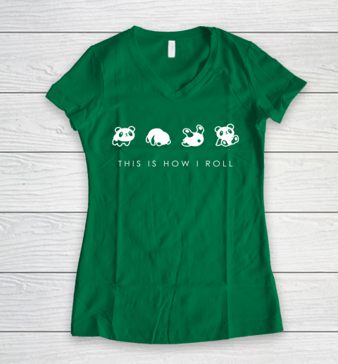 THIS IS HOW I ROLL Panda Funny Shirt Women's V-Neck T-Shirt 11
