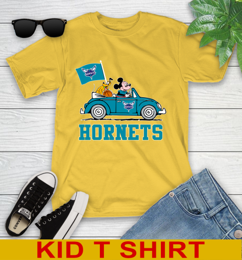 NBA Basketball Charlotte Hornets Pluto Mickey Driving Disney Shirt Youth T-Shirt 8