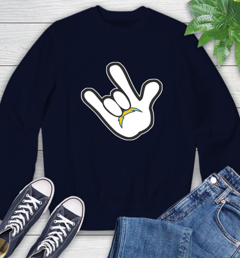 San Diego Chargers NFL Football Mickey Rock Hand Disney Sweatshirt 3