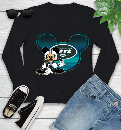 NFL New York Jets Mickey Mouse Disney Football T Shirt Youth Long Sleeve 2