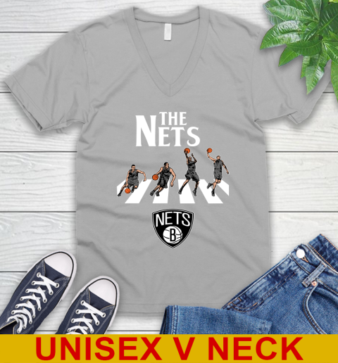 NBA Basketball Brooklyn Nets The Beatles Rock Band Shirt V-Neck T-Shirt 3