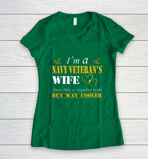 Womens I am a Navy veterans wife t shirt Navy veteran Women's V-Neck T-Shirt 3