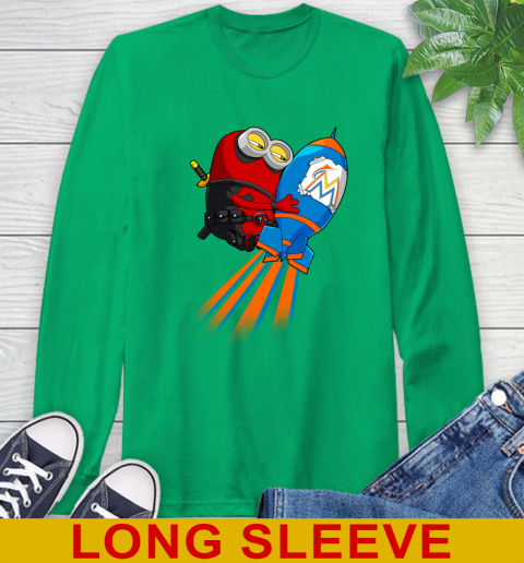 MLB Baseball Miami Marlins Deadpool Minion Marvel Shirt Long Sleeve T-Shirt 8