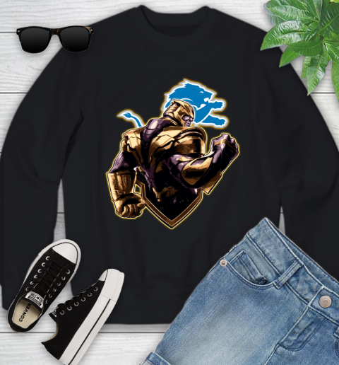 NFL Thanos Avengers Endgame Football Sports Detroit Lions Youth Sweatshirt 2