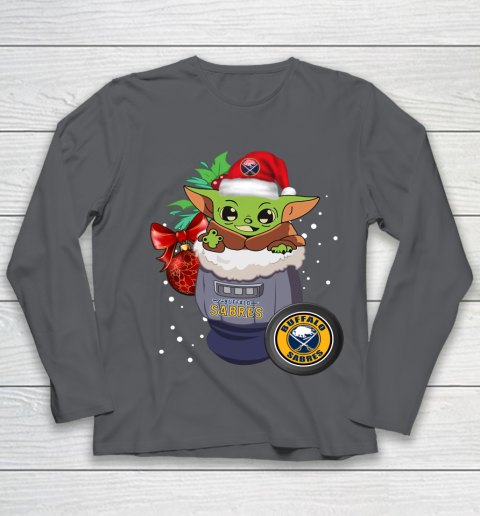 Buffalo Sabres Christmas Baby Yoda Star Wars Funny Happy NHL Youth Long Sleeve 8