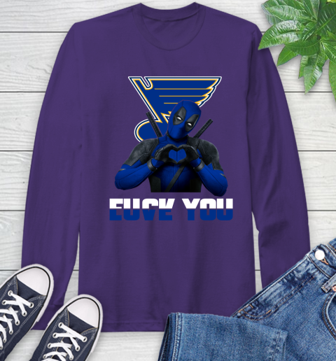 NHL St.Louis Blues Deadpool Love You Fuck You Hockey Sports Long Sleeve T-Shirt 5