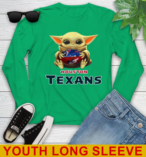 NFL Football Houston Texans Baby Yoda Star Wars Shirt Youth Long Sleeve 7