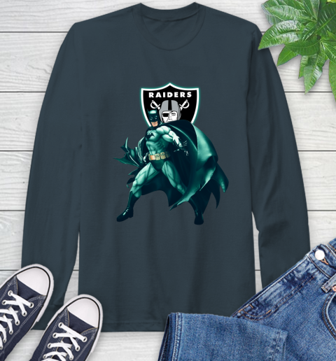 NFL Batman Football Sports Oakland Raiders Long Sleeve T-Shirt 8
