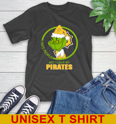 Pittsburgh Pirates MLB Christmas Grinch I Hate People But I Love My Favorite Baseball Team T-Shirt 2