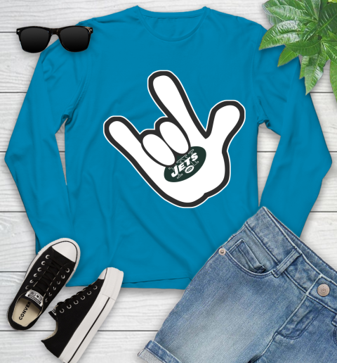 New York Jets NFL Football Mickey Rock Hand Disney Youth Long Sleeve 7