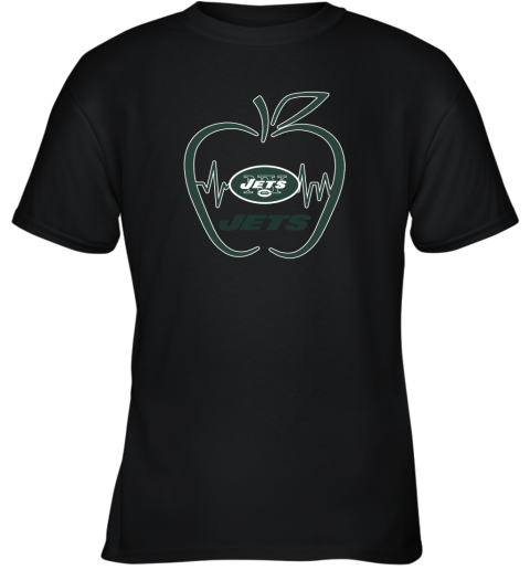 Apple Heartbeat Teacher Symbol New York Jets Youth T-Shirt