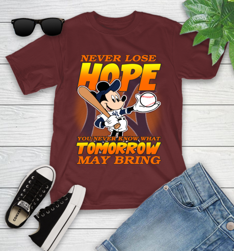New York Yankees MLB Baseball Mickey Disney Never Lose Hope Youth T-Shirt 14