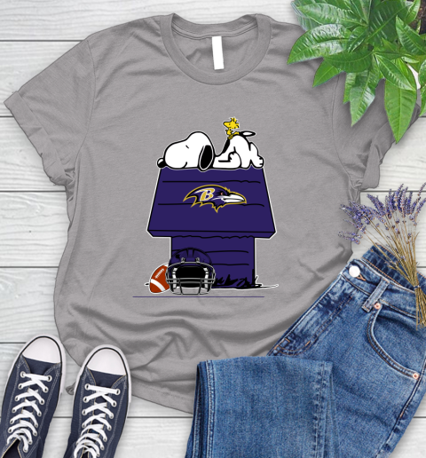 Baltimore Ravens NFL Football Snoopy Woodstock The Peanuts Movie Women's T-Shirt 6 Baltimore Ravens NFL Football Snoopy Woodstock The Peanuts Movie Women's T-Shirt - Image 6