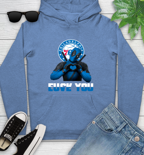 NBA Philadelphia 76ers Deadpool Love You Fuck You Basketball Sports Youth Hoodie 13