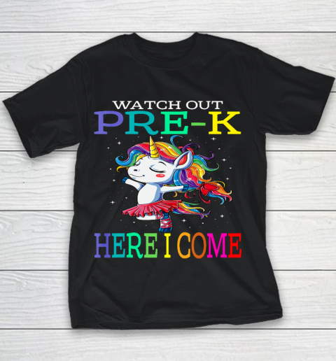 Watch Out Pre K Here I Come Unicorn Back To School Youth T-Shirt