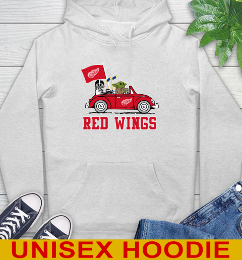 NHL Hockey Detroit Red Wings Darth Vader Baby Yoda Driving Star Wars Shirt Hoodie