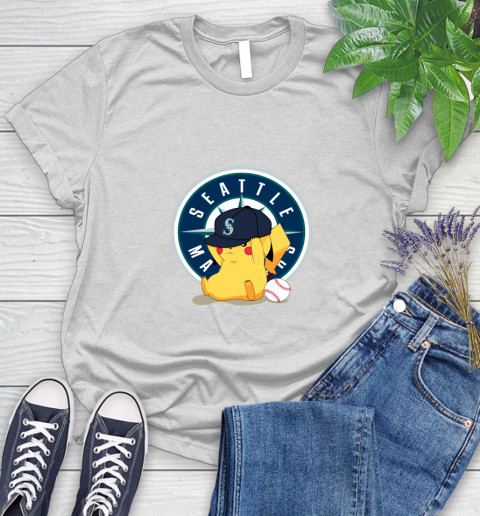 MLB Pikachu Baseball Sports Seattle Mariners Women's T-Shirt