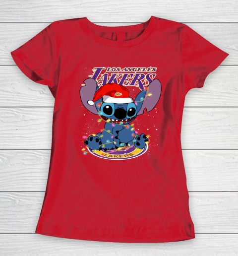Los Angeles Lakers NBA noel stitch Basketball Christmas Women's T-Shirt 7