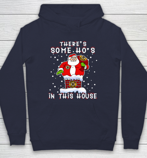 Boston Bruins Christmas There Is Some Hos In This House Santa Stuck In The Chimney NHL Hoodie 2