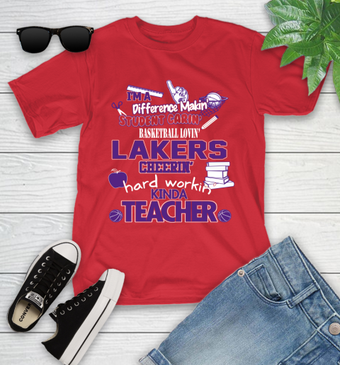 Los Angeles Lakers NBA I'm A Difference Making Student Caring Basketball Loving Kinda Teacher Youth T-Shirt 13