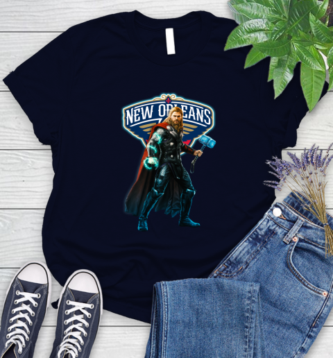 NBA Thor Avengers Endgame Basketball New Orleans Pelicans Women's T-Shirt 3