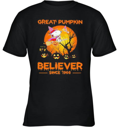 Halloween Snoopy And Woodstock Witch Great Pumpkin Believer Since 1966 Moon Youth T-Shirt